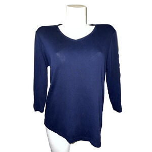 by CHICO'S Top Size L (2) Black Cotton 3/4 Sleeve Tee Shirt Vacation Summer Work